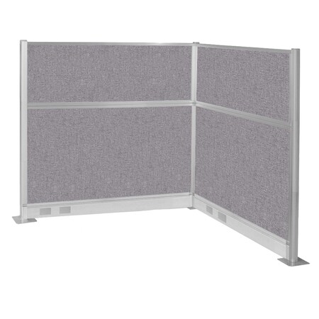 Versare Pre-Configured Hush Panel Electric Cubicle (L Shape) 6' x 6' Cloud Gray Fabric 1859375